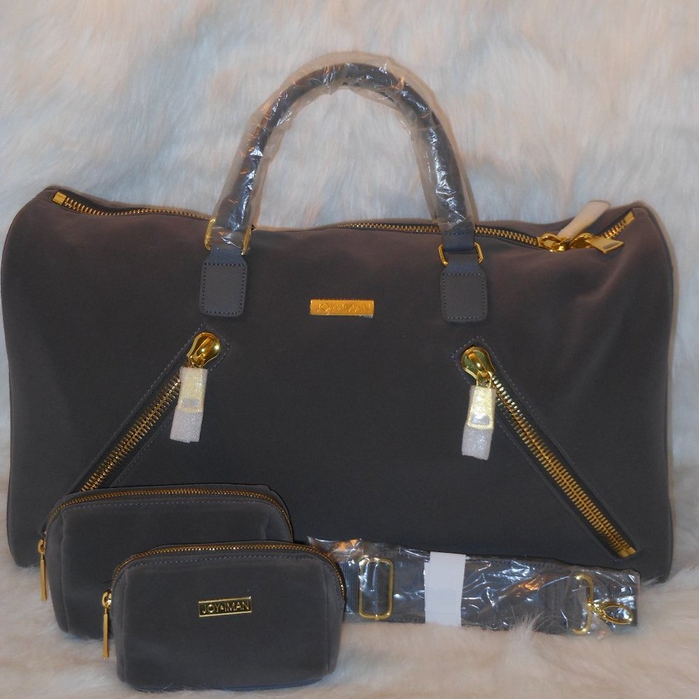 JOY & IMAN TAUPE TRAVELING TOTE BAG SET